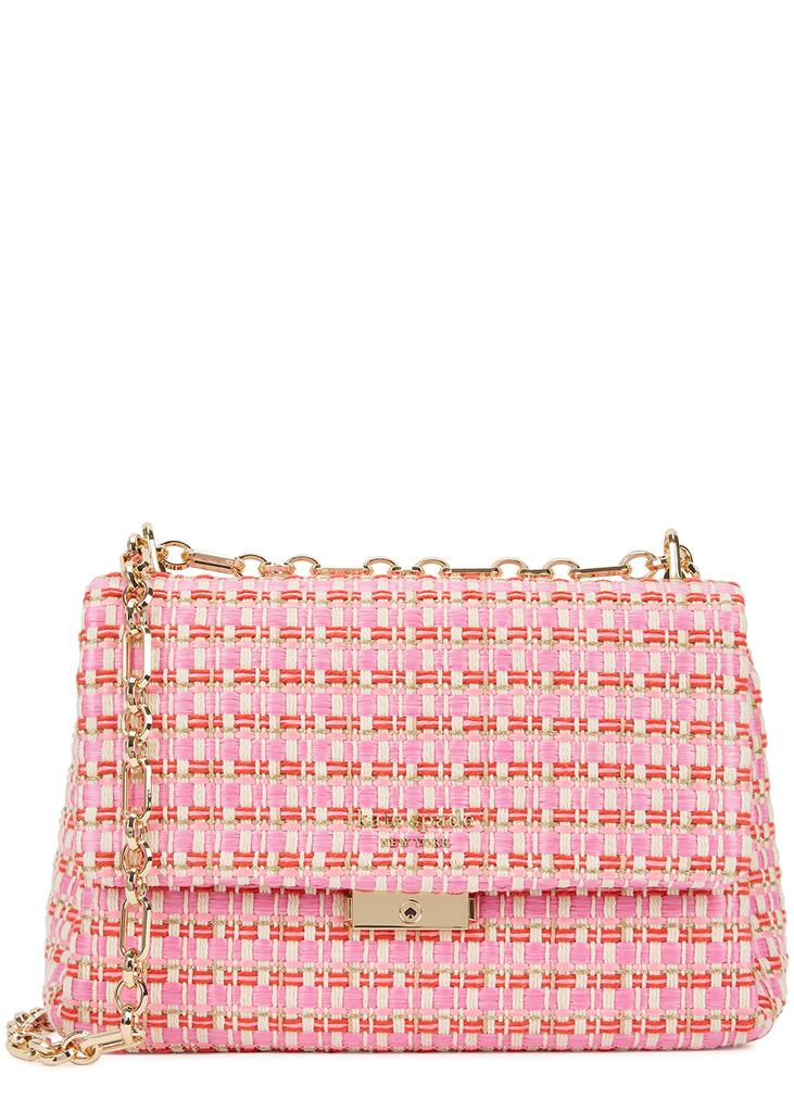 Carlyle pink raffia tweed shoulder bag商品第1张图片规格展示