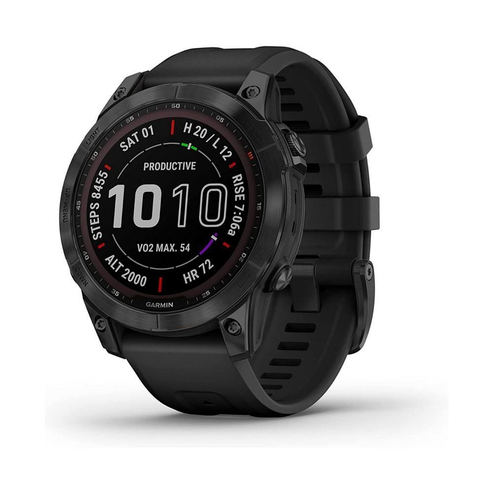 商品Garmin|Unisex Fenix 7 Sapphire Solar Black Diamond like Carbon Titanium with Black Silicone Band Smart Watch 47mm,价格¥5894,第4张图片详细描述