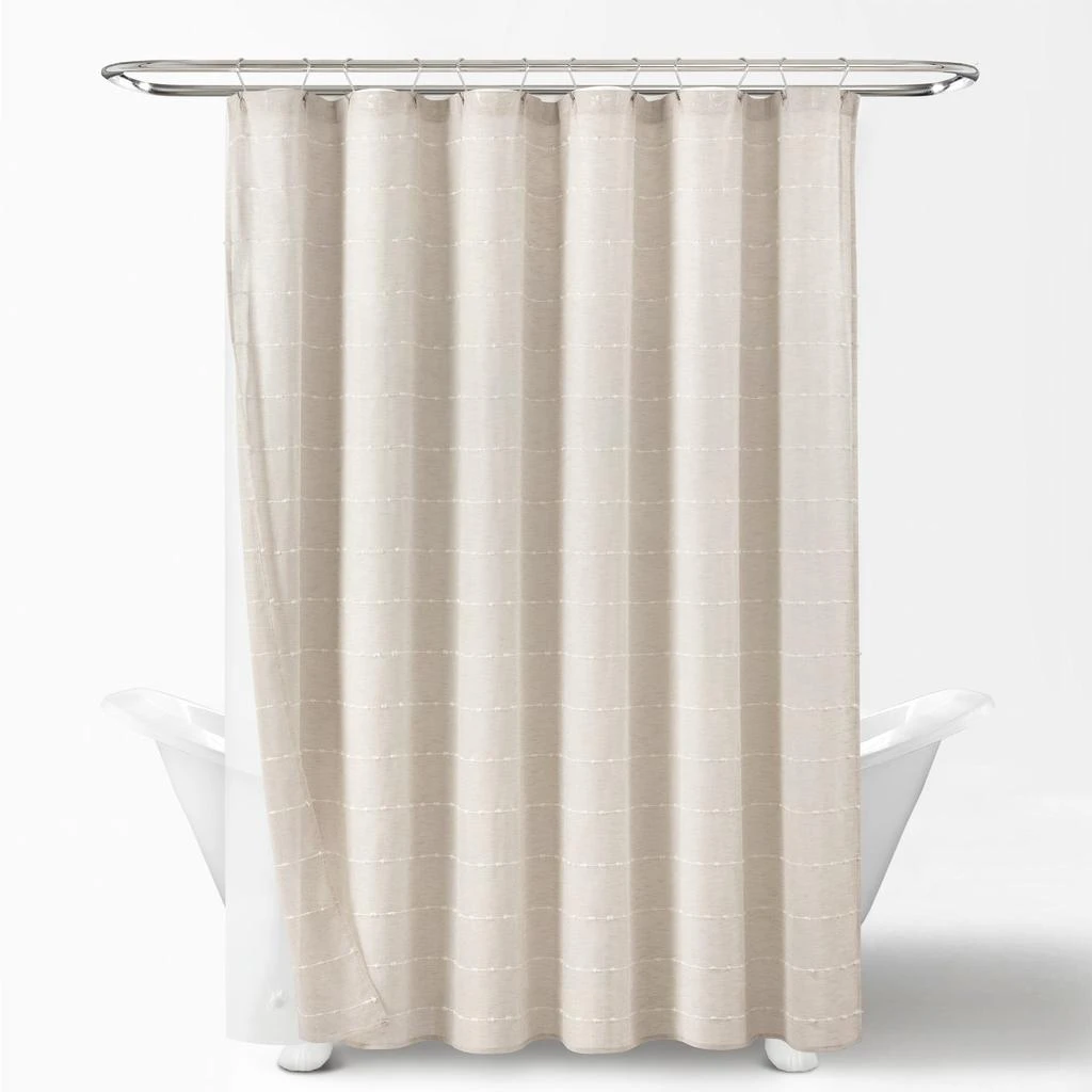 商品Lush Decor|Farmhouse Textured Sheer With Peva Lining Shower Curtain Set,价格¥514,第4张图片详细描述