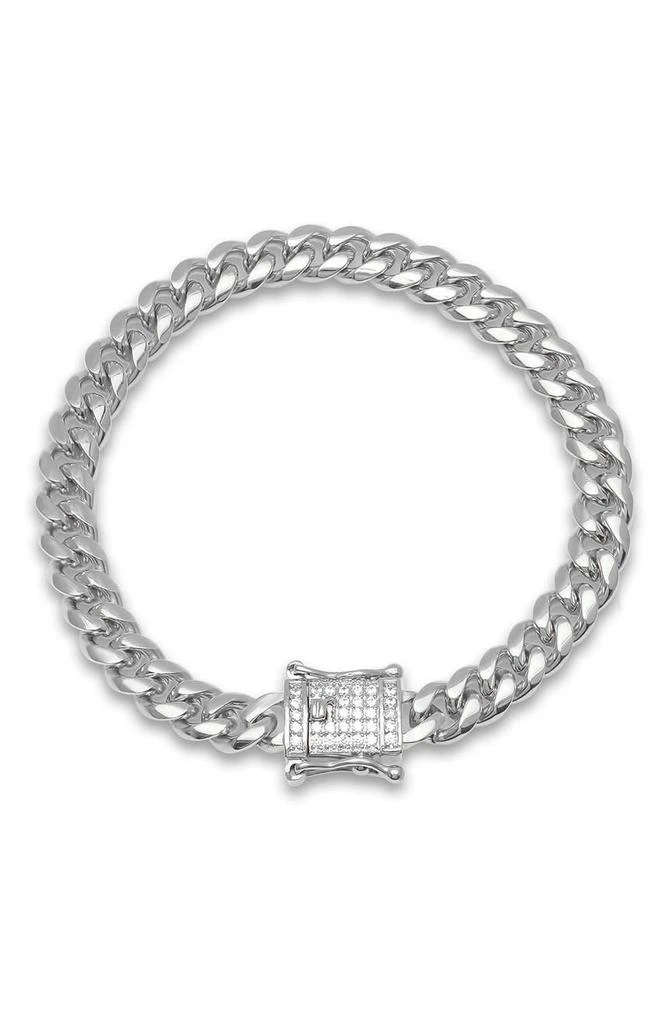 商品HMY JEWELRY|18K Gold Plated Stainless Steel Cubic Zirconia Box Lock Chain Bracelet,价格¥337,第1张图片