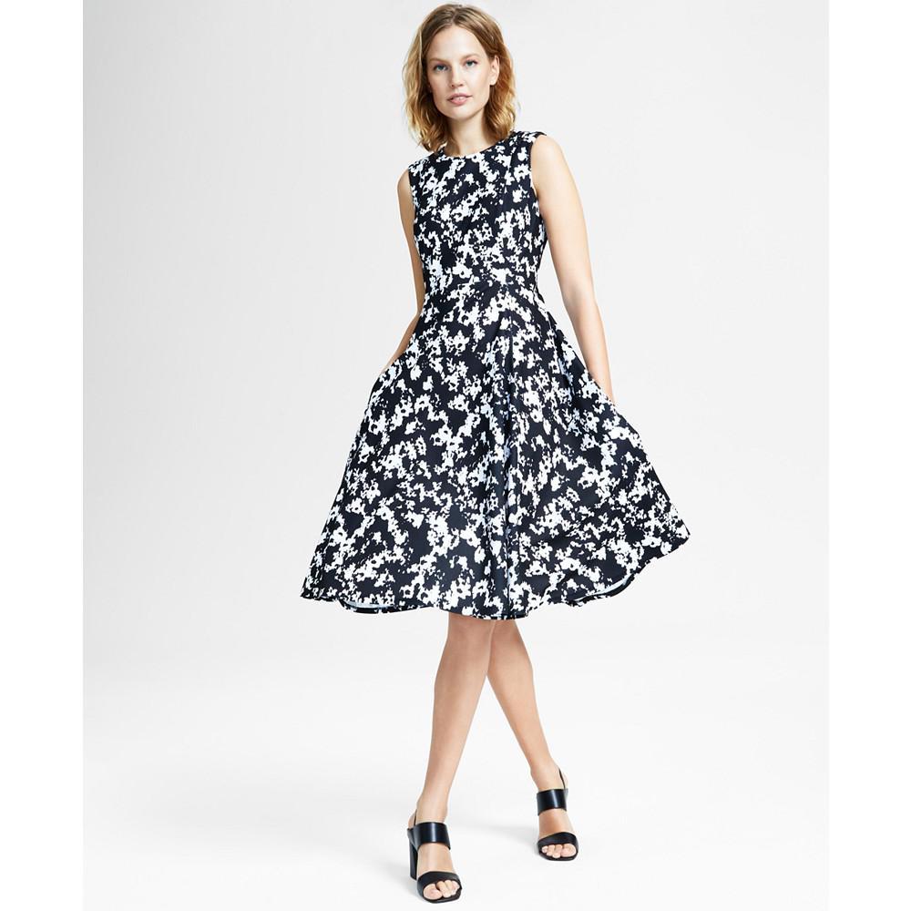 商品Calvin Klein|Women's Printed Sleeveless A-Line Dress,价格¥638,第1张图片