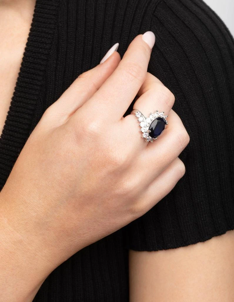 商品Lovisa|Rhodium Cubic Zirconia Vintage Sapphire Oval Ring,价格¥222,第2张图片详细描述