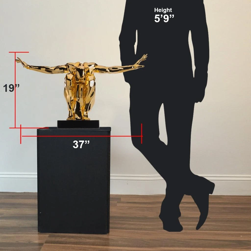 Finesse Decor Large Saluting Man Resin Sculpture 37" Wide x 19" Tall // Gold 2