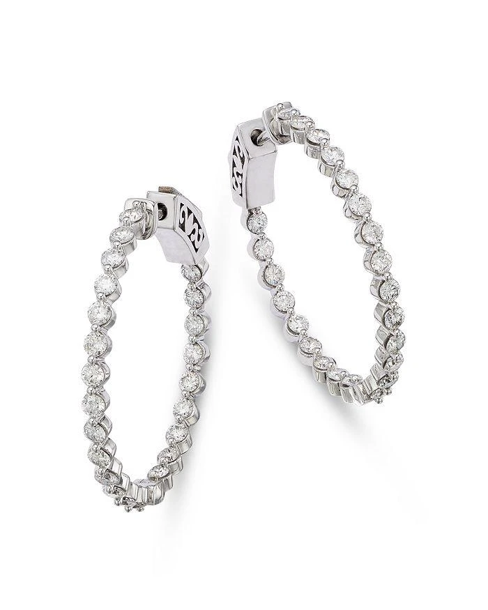 商品Bloomingdale's|Diamond Inside Out Small Hoop Earrings in 14K White Gold, 1.5 ct. t.w.,价格¥24540,第1张图片详细描述