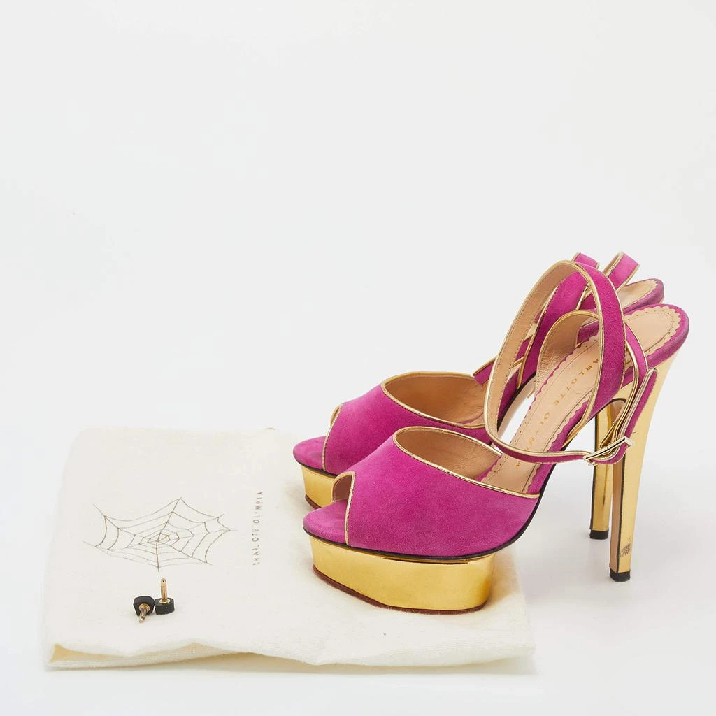 Charlotte Olympia Pink Suede Serena Ankle Strap Platform Sandals Size 37 商品