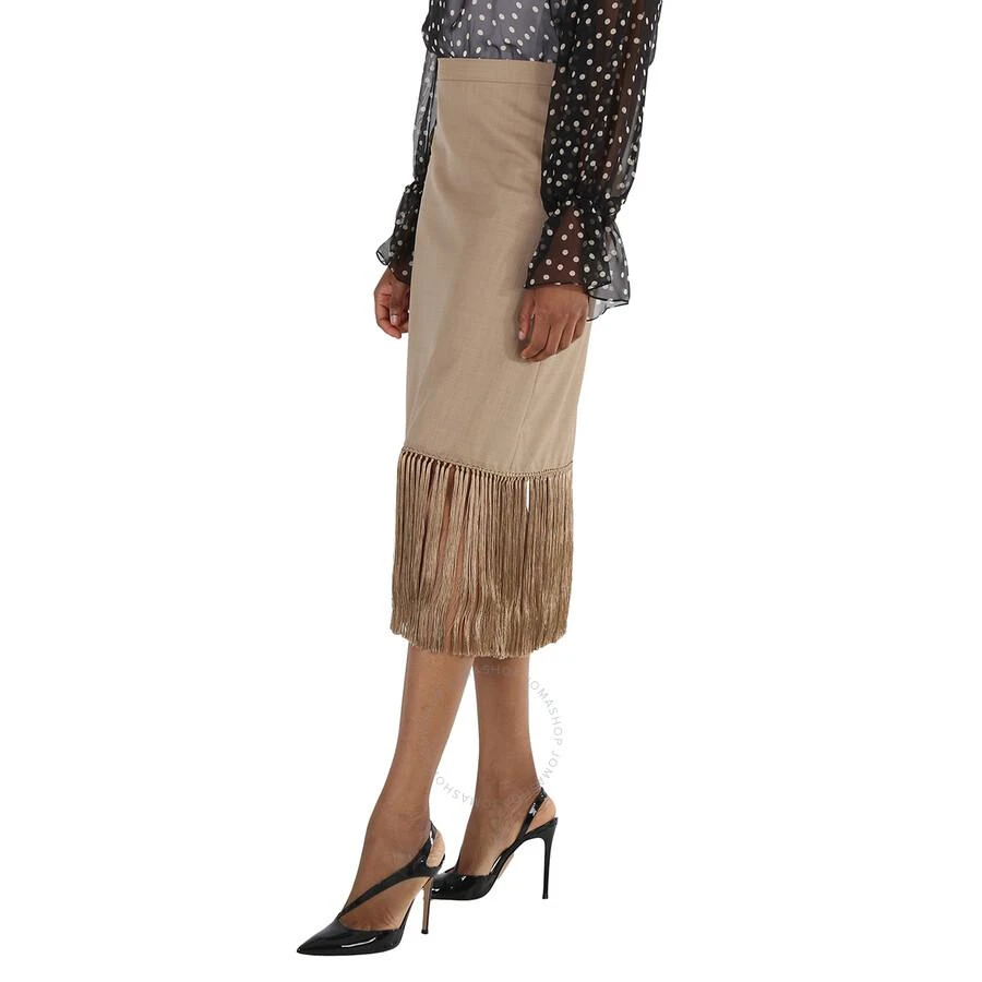 商品Burberry|Ladies Pecan Melange High-waist Fring-hem Wool And Cashmere Skirt,价格¥1945,第2张图片详细描述