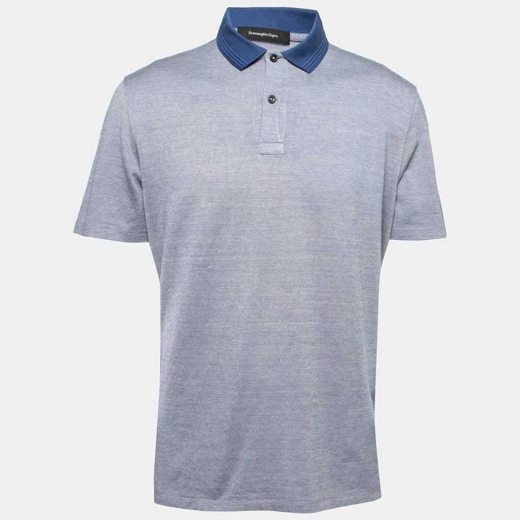 商品[二手商品] Zegna|Ermenegildo Zegna Blue Cotton & Silk Short Sleeve Polo T-Shirt XL,价格¥818,第1张图片