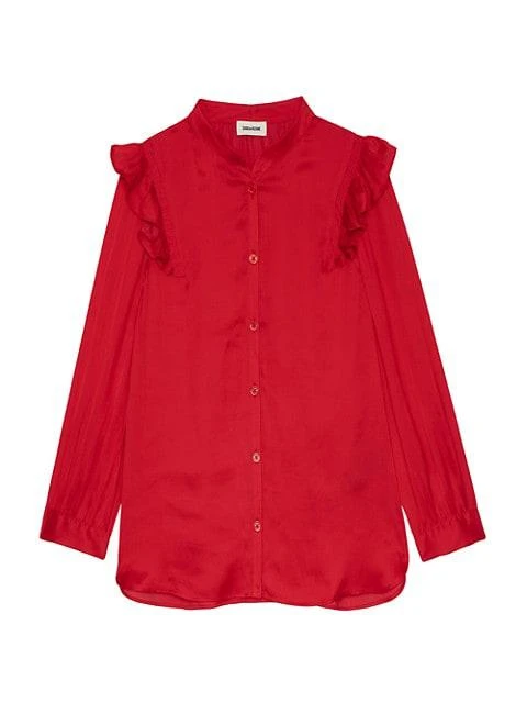 商品Zadig&Voltaire|Tygg Satin Button-Front Blouse,价格¥670,第1张图片