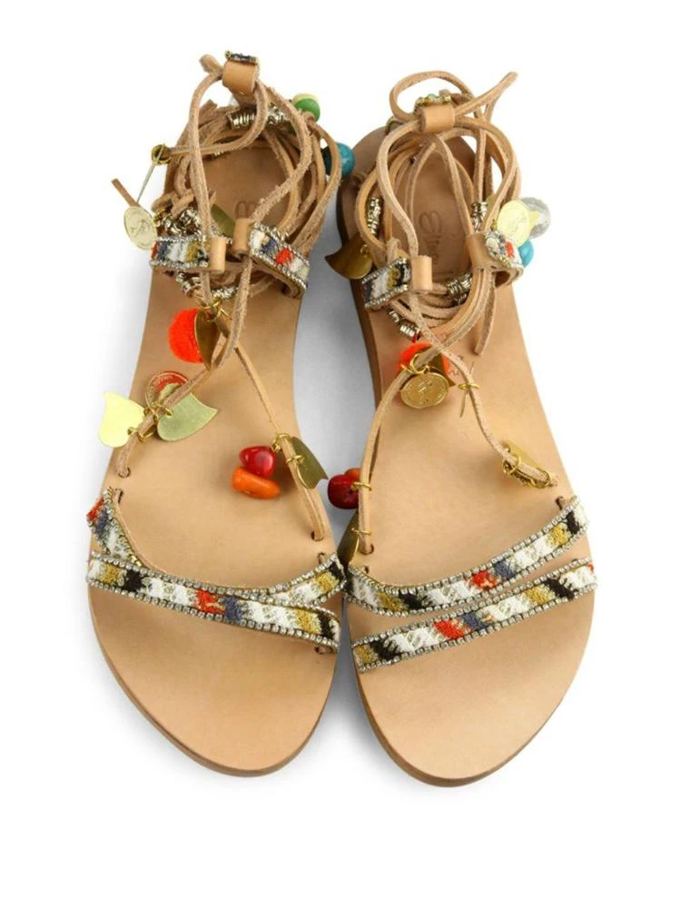 商品Elina Linardaki|Stardust Embellished Leather Mid-Wrap Sandals,价格¥688,第4张图片详细描述