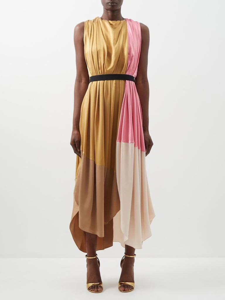 商品ROKSANDA|Aldona colour-blocked silk-satin midi dress,价格¥5772,第1张图片