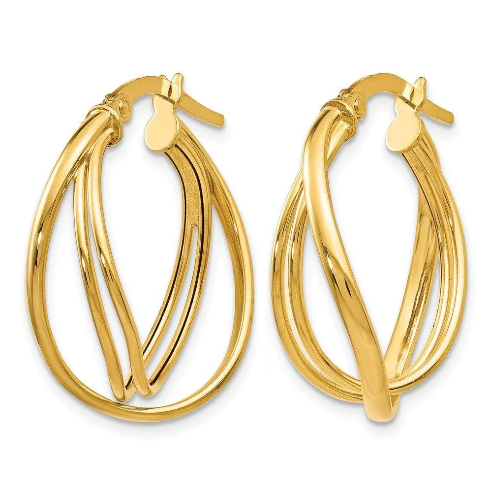 商品Diamond2Deal|14K Yellow Gold Round Twist Hoop Earrings,价格¥4599,第2张图片详细描述