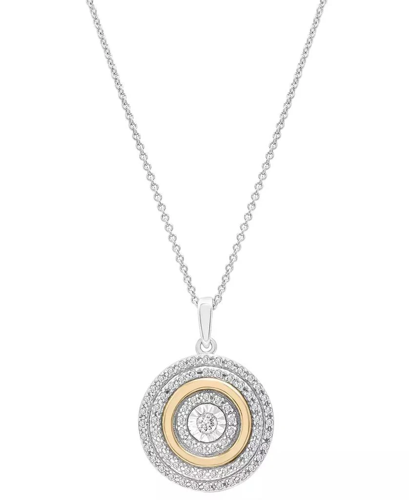 商品Macy's|Diamond Circle 18" Pendant Necklace (1/4 ct. t.w.) in Sterling Silver and 14k Gold-Plate, Created for Macy's,价格¥659,第1张图片