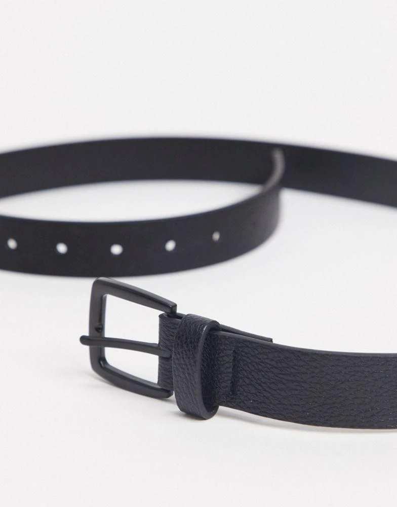 商品ASOS|ASOS DESIGN wide belt in black faux leather with matte black buckle detail,价格¥65,第3张图片详细描述