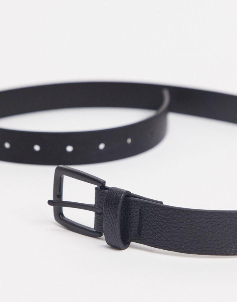 商品ASOS|ASOS DESIGN wide belt in black faux leather with matte black buckle detail,价格¥55,第5张图片详细描述