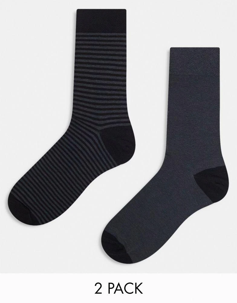 商品ASOS|ASOS DESIGN smart fine rib socks in charcoal stripes,价格¥57,第1张图片