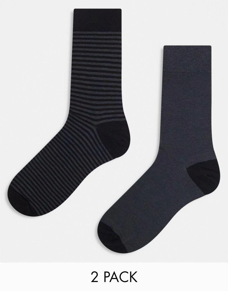 商品ASOS|ASOS DESIGN smart fine rib socks in charcoal stripes,价格¥79,第1张图片