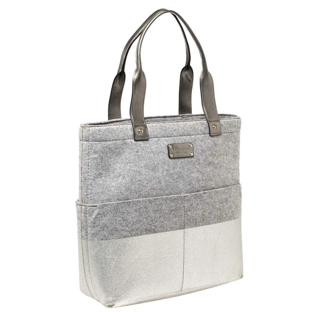 商品[二手商品] Kate Spade|Kate Spade Grey Frosted Wool and Leather Quinn Tote,价格¥1516,第3张图片详细描述
