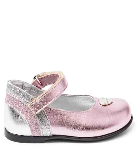 商品MONNALISA|婴幼儿 — 金属感皮革芭蕾舞平底鞋,价格¥1673,第3张图片详细描述