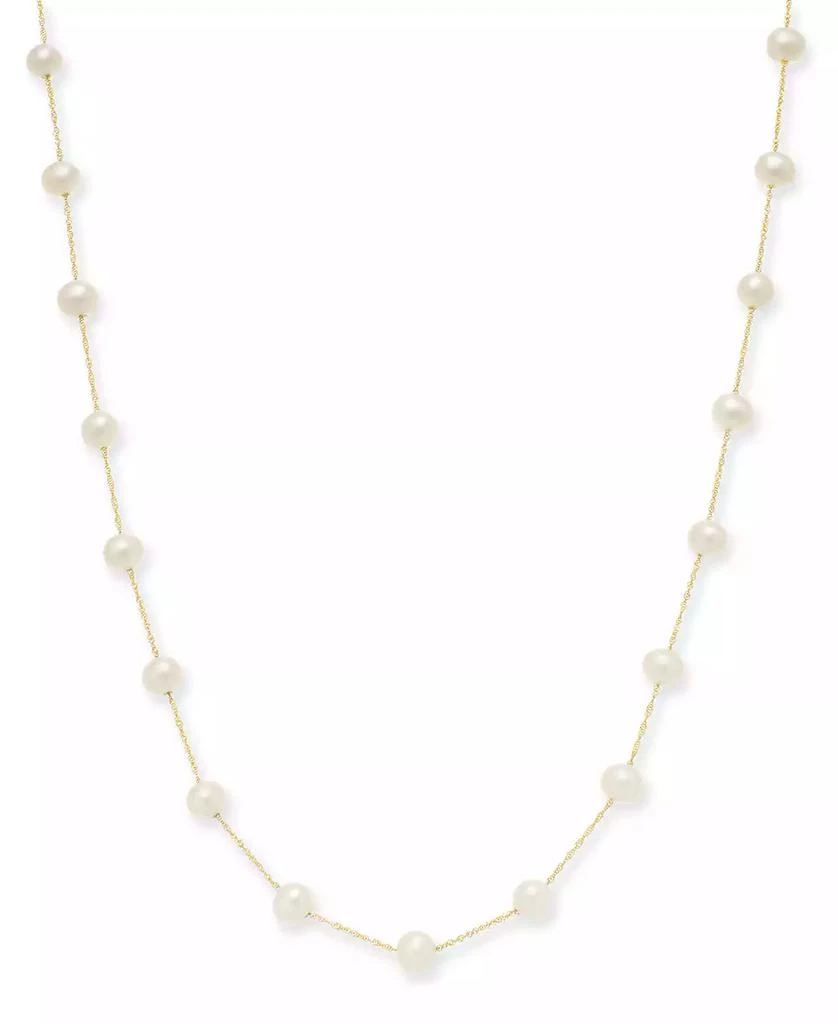 商品Effy|EFFY® Cultured Freshwater Pearl Station 18" Necklace in 14k Gold (5-1/2mm),价格¥965,第1张图片