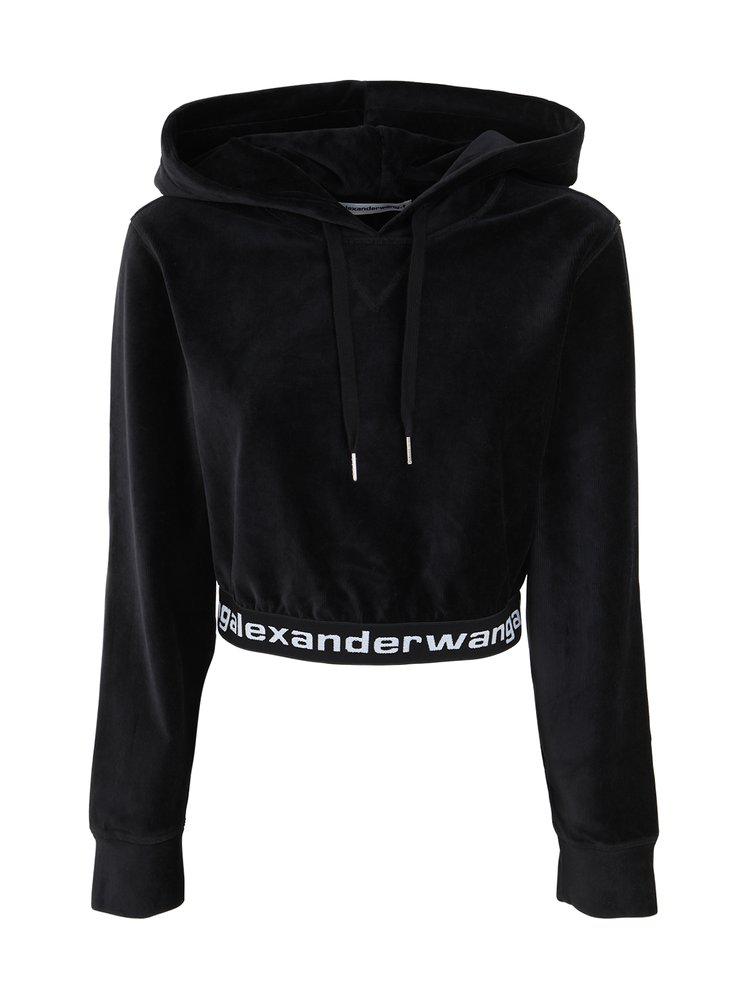 Alexander Wang Elastic Logo Band Hem Corduroy Hoodie商品第1张图片规格展示