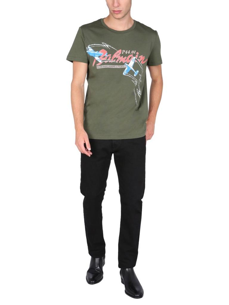 Balmain Men's  Green Cotton T Shirt商品第4张图片规格展示