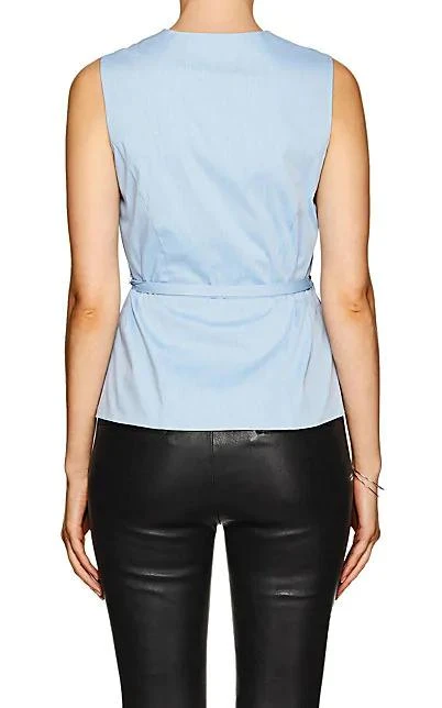 商品Barneys New York|Cotton-Blend Chambray Wrap Blouse,价格¥474,第2张图片详细描述