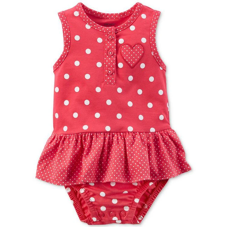 商品Carter's|Dot-Print Cotton Ruffle Romper, Baby Girls,价格¥40,第1张图片