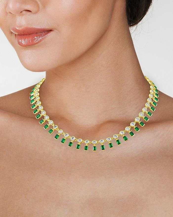 商品Kenneth Jay Lane|Round & Emerald Cut Cubic Zirconia Choker Necklace in 14K Gold Plated, 14"-17",价格¥3108,第2张图片详细描述