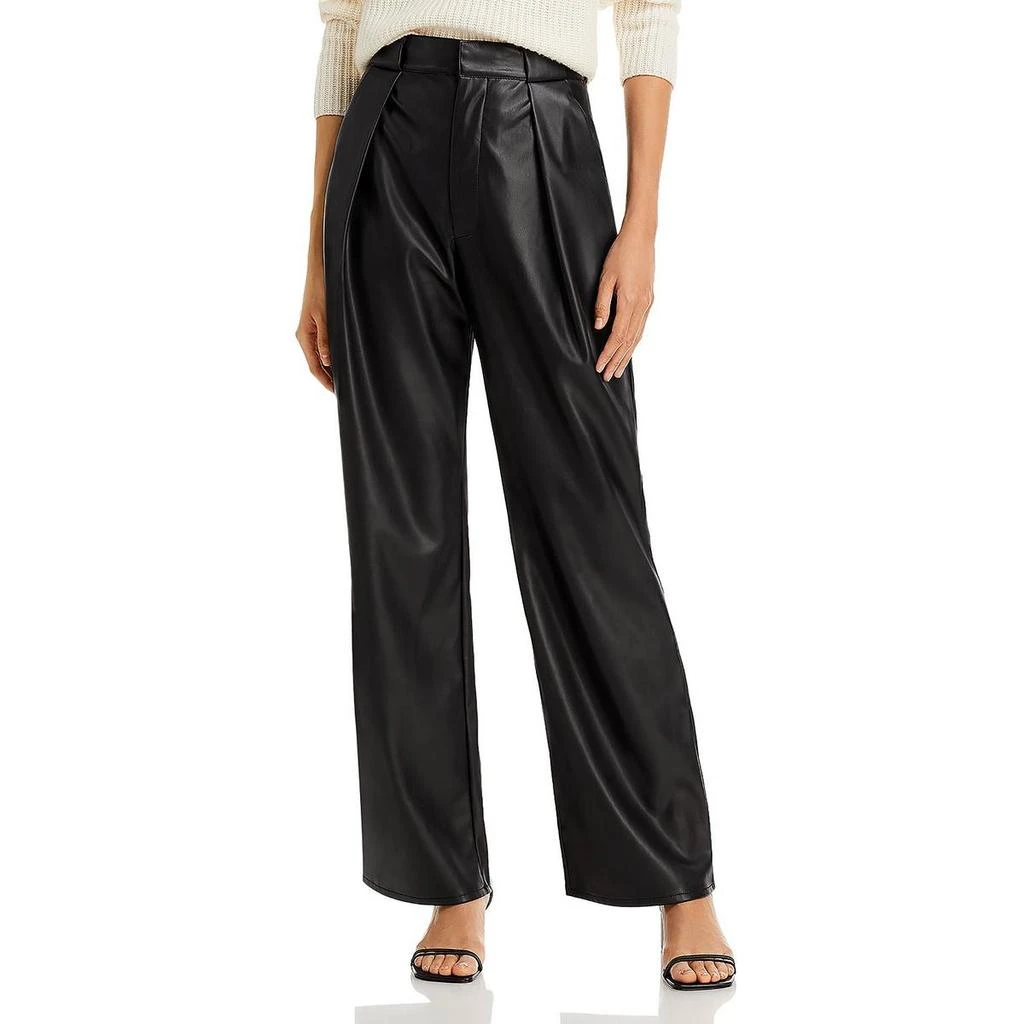 商品MOTHER|Mother Womens Faux Leather High Waist Wide Leg Pants,价格¥202,第1张图片