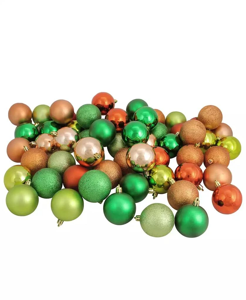 商品Northlight|60ct Almond/Kiwi/Burnt Orange/Xmas Green Shatterproof 3-Finish Christmas Ball Ornaments 2.5",价格¥202,第1张图片