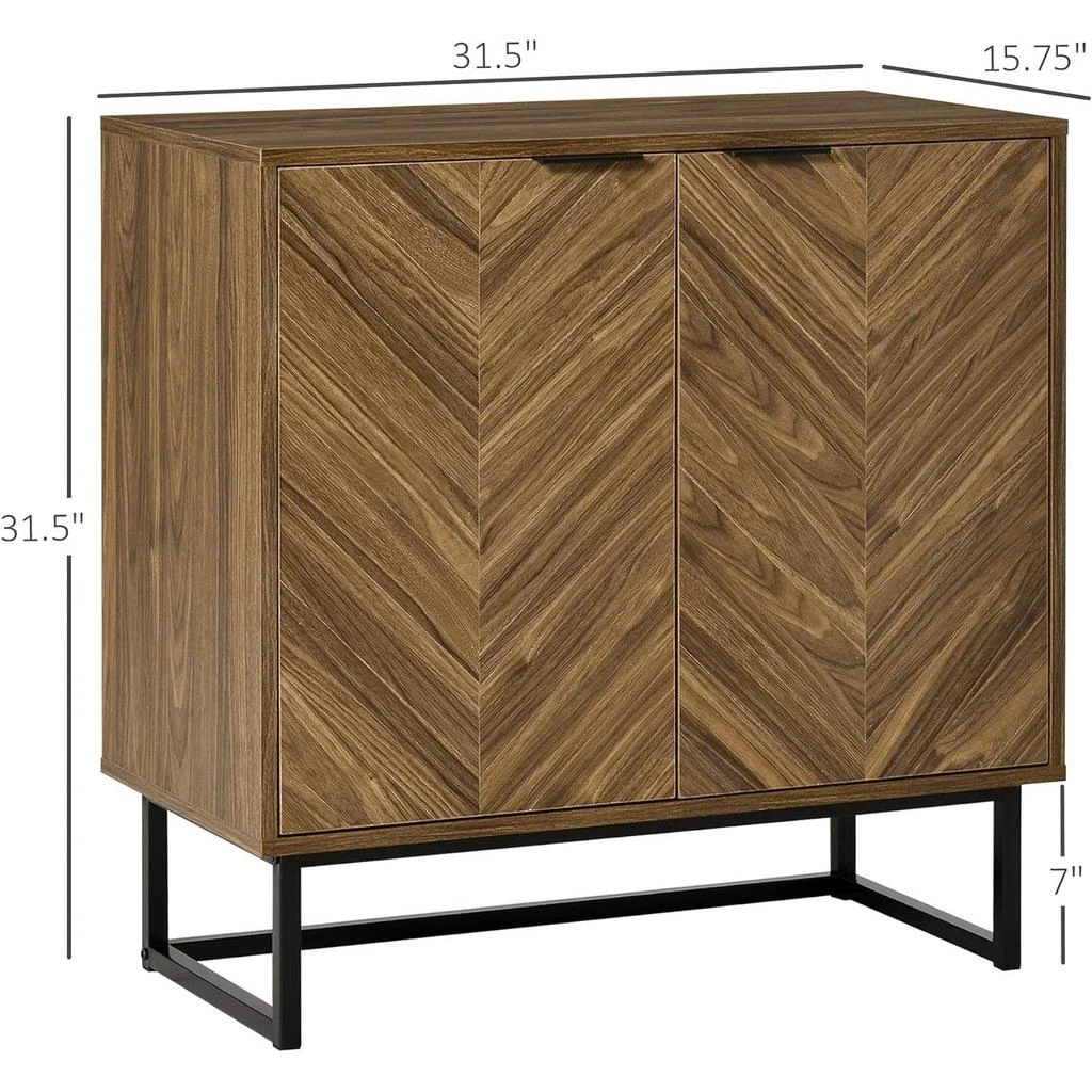 商品QuikFurn|Modern Entryway Sideboard Buffet Dining Storage Cabinet in Walnut Wood Finish,价格¥1637,第5张图片详细描述