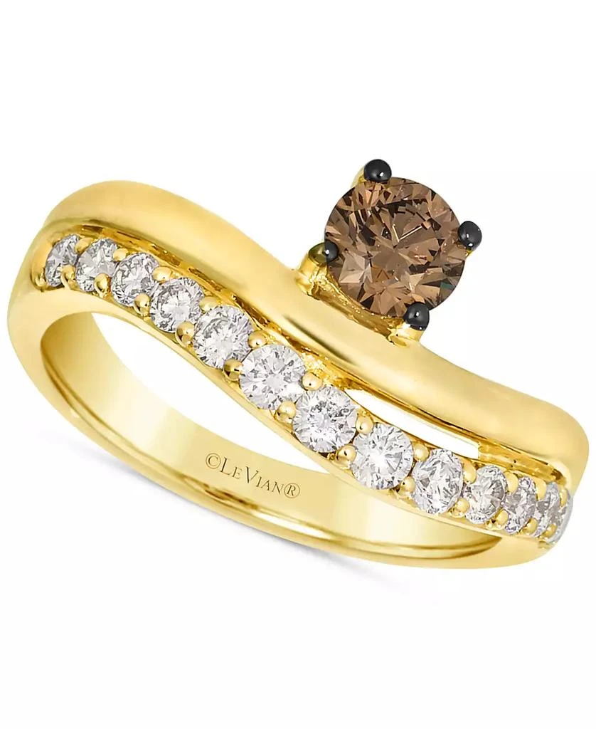 商品Le Vian|Chocolate Diamond & Nude Diamond (1-1/2 ct. t.w.) Double-Row Ring in 14k Yellow Gold,价格¥17499,第1张图片