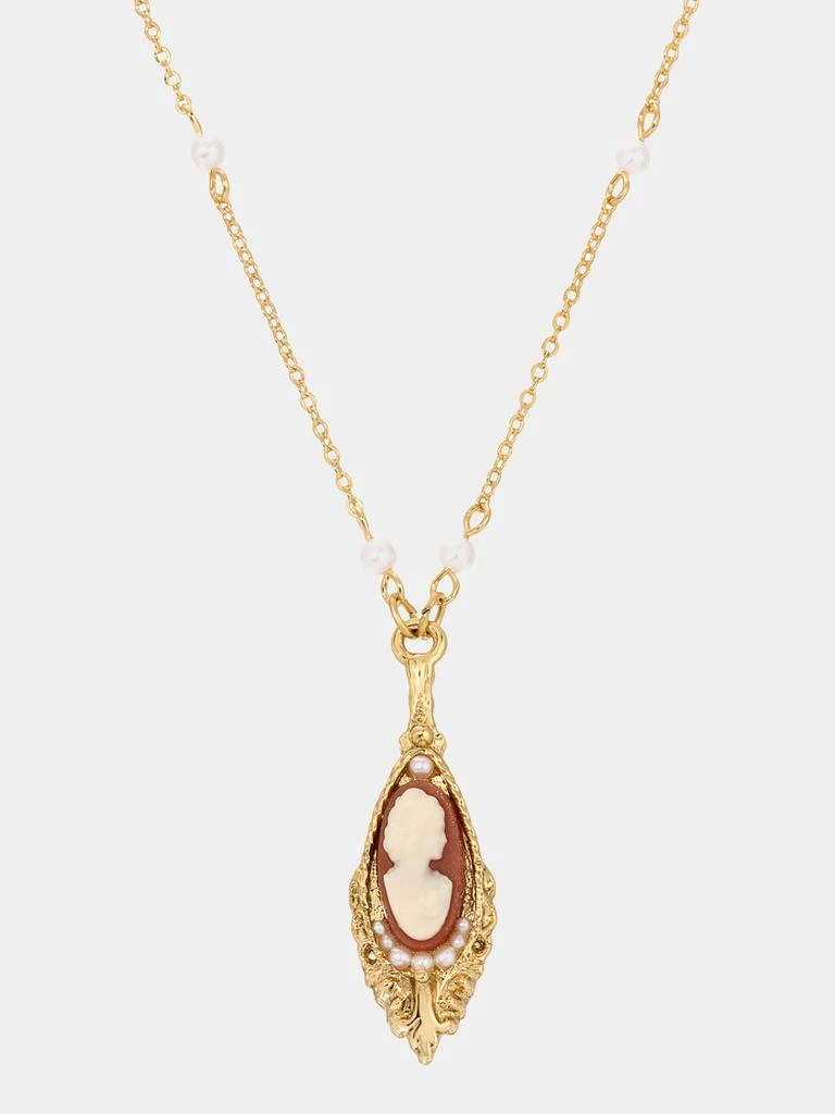 商品1928 Jewelry|Carnelian Cameo Drop Chain Necklace,价格¥258,第1张图片