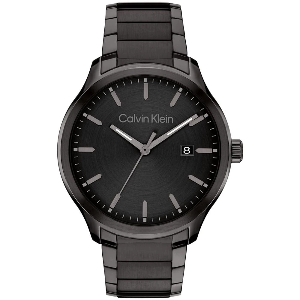 商品Calvin Klein|Men's 3H Quartz Black Stainless Steel Bracelet Watch 43mm,价格¥1431,第1张图片