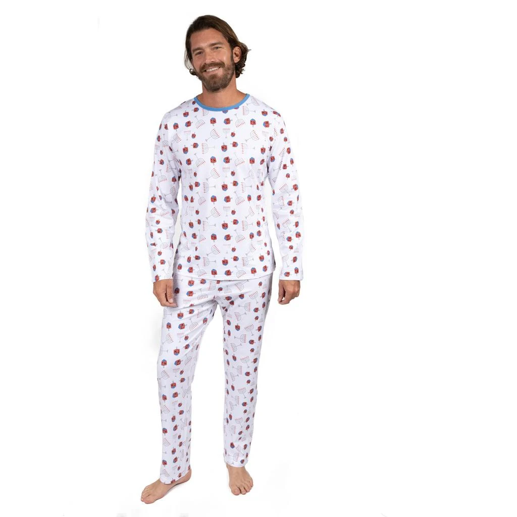 商品Leveret|Mens Two Piece Cotton Loose Fit Pajamas Menorah,价格¥350,第1张图片