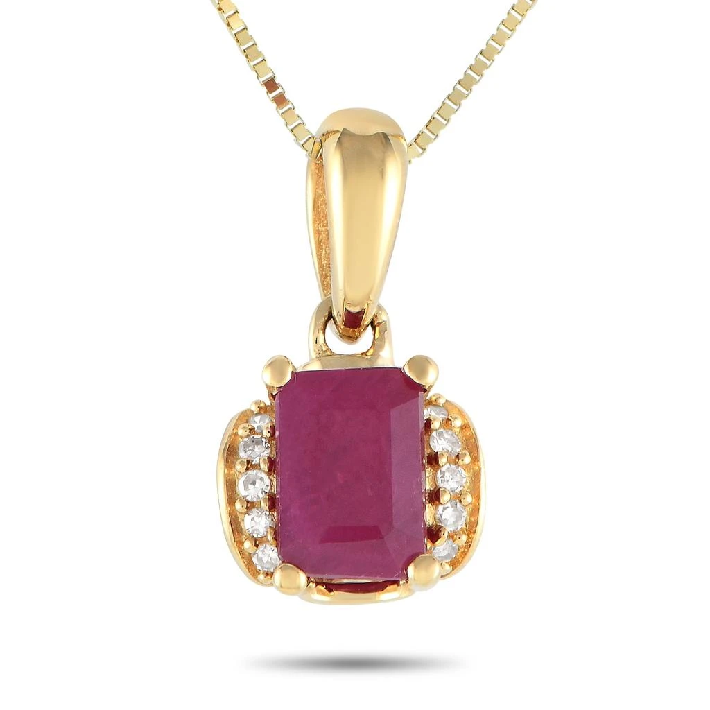 商品LB Exclusive|14K Yellow Gold 0.03ct Diamond and Ruby Pendant Necklace PD4-1649YRU,价格¥2745,第1张图片