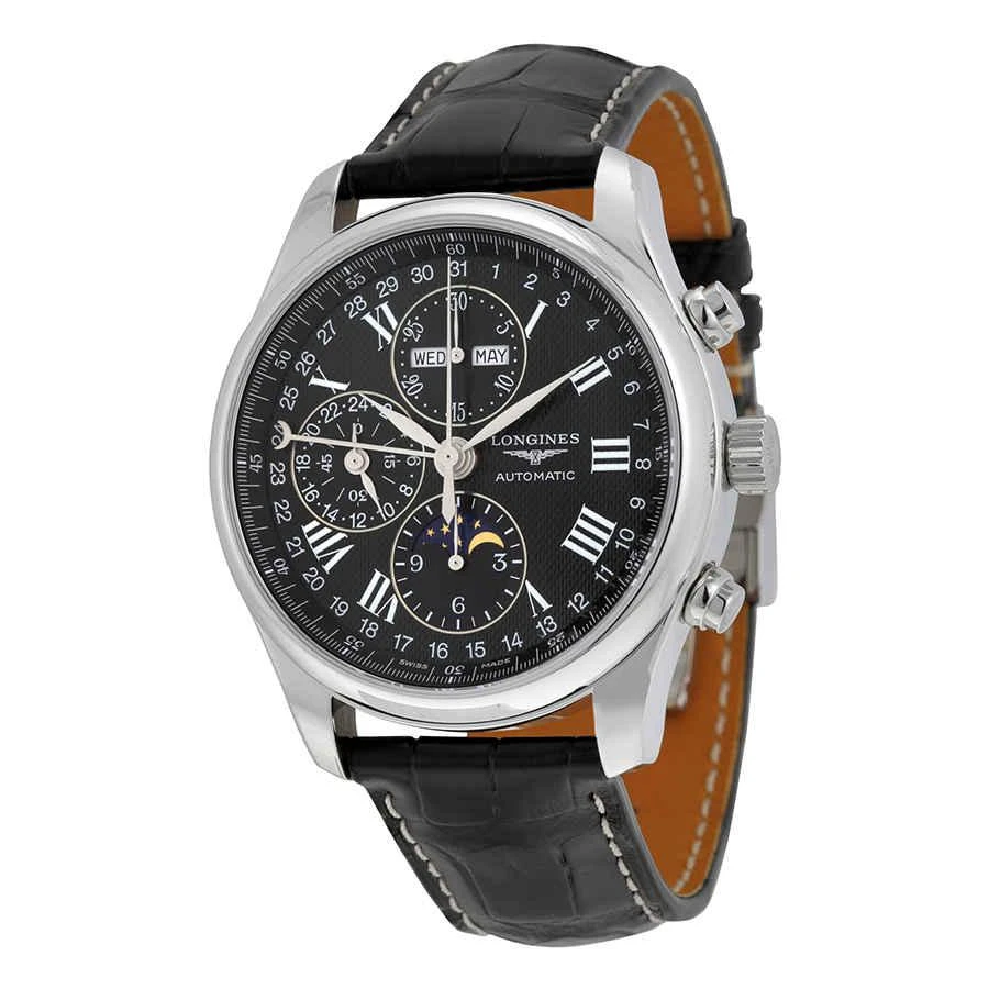 商品Longines|Master Collection Automatic Black Dial Black Leather Strap Mens Watch L2.773.4.51.7,价格¥17834,第1张图片