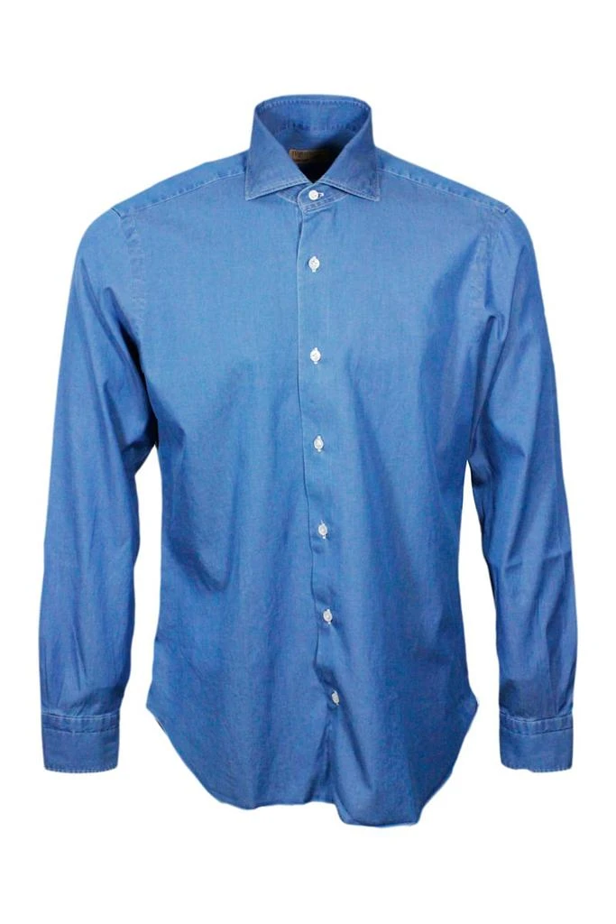 商品BARBA NAPOLI|Barba Napoli Dandylife Denim Shirt With Hand-sewn Italian Collar And Mother-of-pearl Buttons,价格¥2072,第1张图片