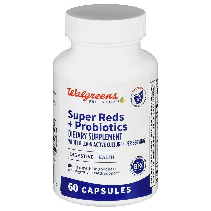 商品Walgreens Free & Pure|Super Reds + Probiotics Capsules (30 days),价格¥166,第1张图片