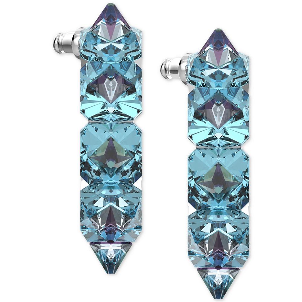 Silver-Tone Crystal-Studded C-Hoop Earrings商品第2张图片规格展示