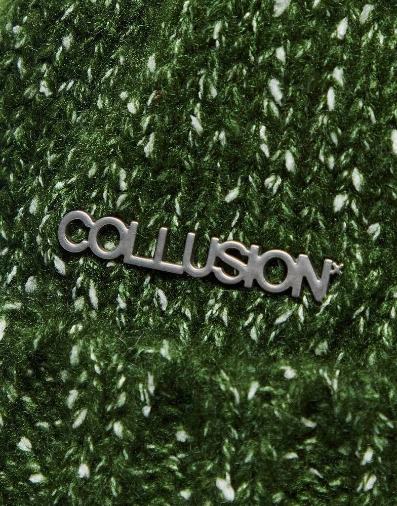 商品COLLUSION|COLLUSION Unisex knitted cap with tassels in green,价格¥61,第2张图片详细描述