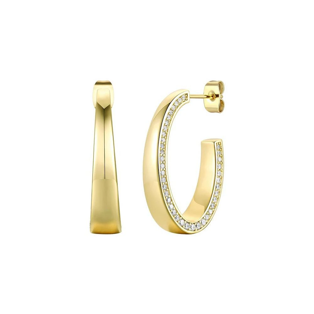 商品Rachel Glauber|14k Gold Plated Sterling Silver with Cubic Zirconia Tapered ¾ C-Hoop Earrings,价格¥643,第1张图片