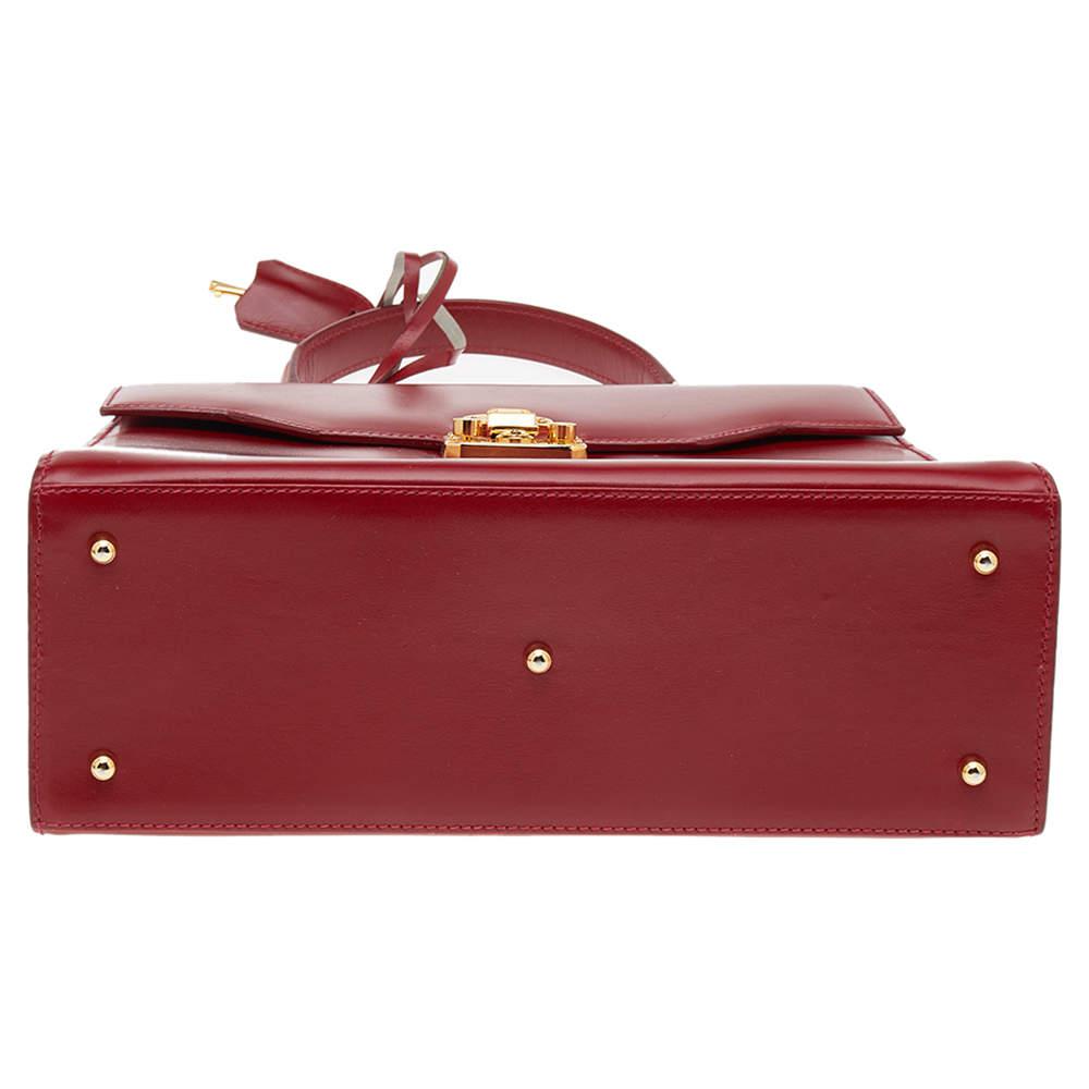 Gucci Red Leather Vintage Kelly Rare Lady Lock Top Handle Bag商品第6张图片规格展示