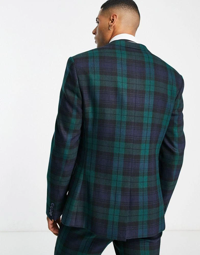 商品ASOS|ASOS DESIGN skinny wool mix suit jacket in blackwatch check,价格¥421,第4张图片详细描述