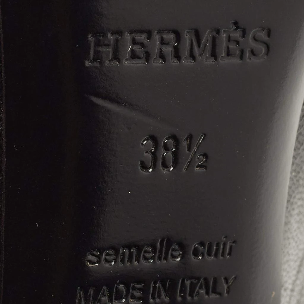 Hermes Black Leather Paradis Block Heel Mule Sandals Size 38.5 商品