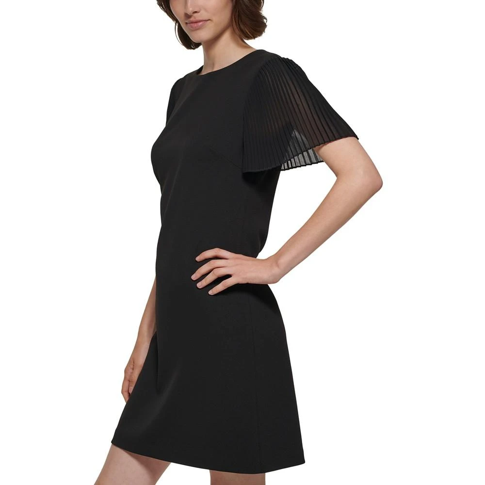 商品Tommy Hilfiger|Petite Pleated Chiffon-Sleeve Dress,价格¥324,第3张图片详细描述