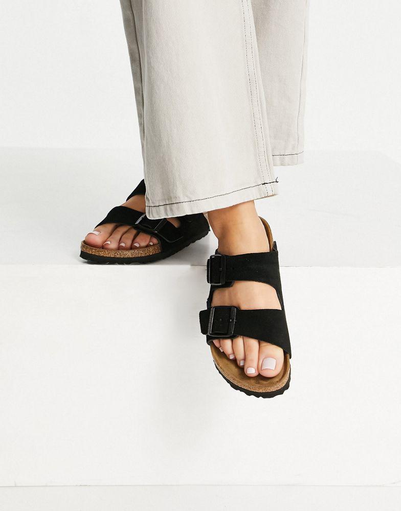 Birkenstock Arizona suede flat sandals in black商品第3张图片规格展示