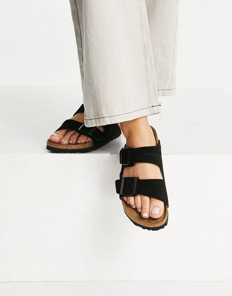 商品Birkenstock|Birkenstock Arizona suede flat sandals in black,价格¥891,第3张图片详细描述