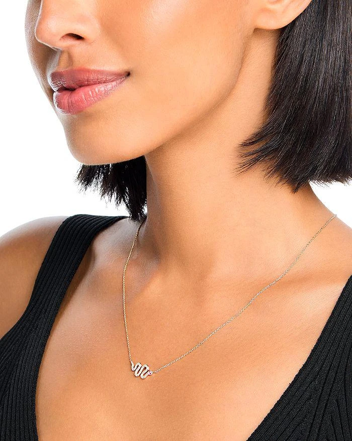 商品Moon & Meadow|14K Yellow Gold Italy Ruby & Diamond Snake Pendant Necklace, 16-18" - Exclusive,价格¥4934,第2张图片详细描述