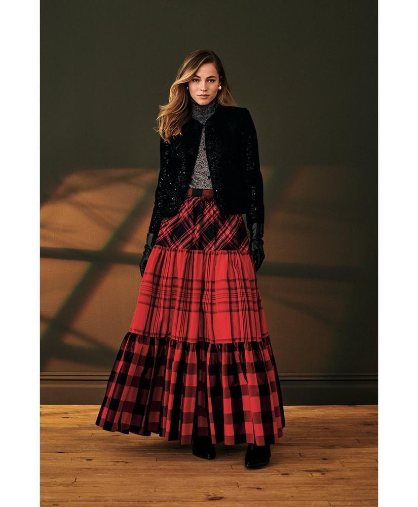 Taffeta Tiered Tartan Skirt商品第5张图片规格展示